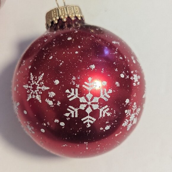 Vintage Mercury Glass Stenciled Snowflake Christmas Holiday Ornament Glitter - Picture 3 of 8